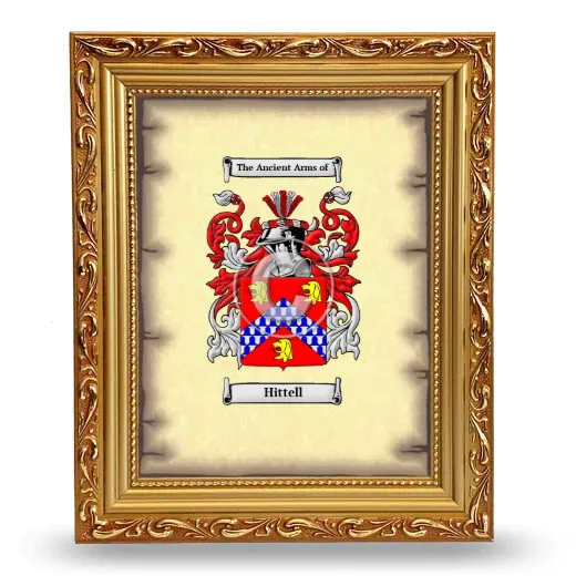 Hittell Coat of Arms Framed - Gold