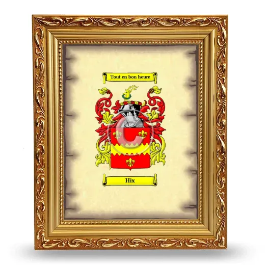 Hix Coat of Arms Framed - Gold