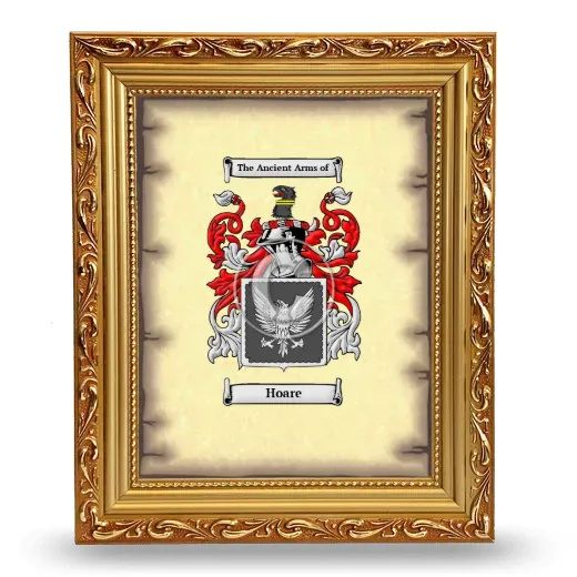 Hoare Coat of Arms Framed - Gold