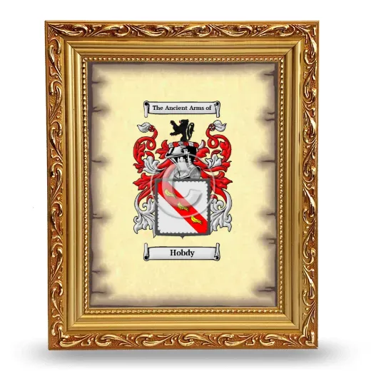 Hobdy Coat of Arms Framed - Gold