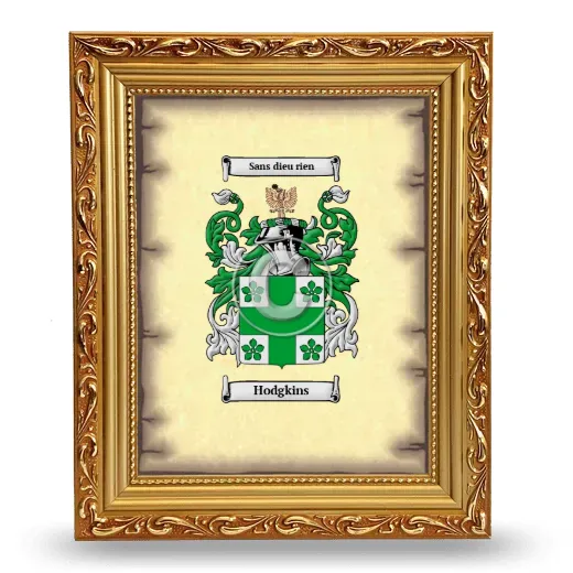Hodgkins Coat of Arms Framed - Gold