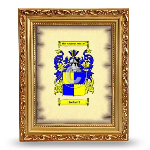 Hodnett Coat of Arms Framed - Gold