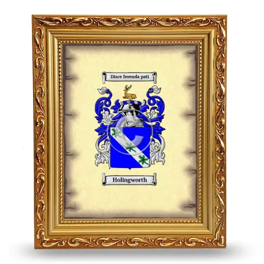 Holingworth Coat of Arms Framed - Gold