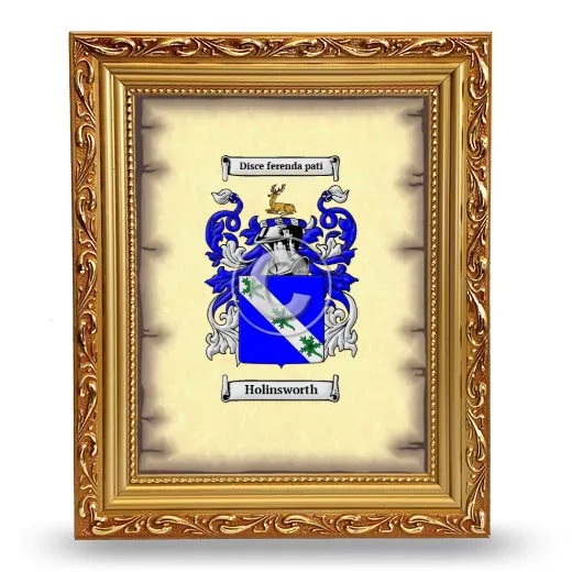 Holinsworth Coat of Arms Framed - Gold