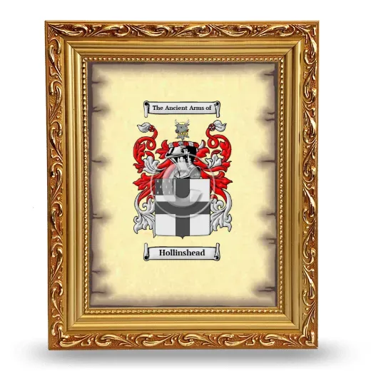 Hollinshead Coat of Arms Framed - Gold