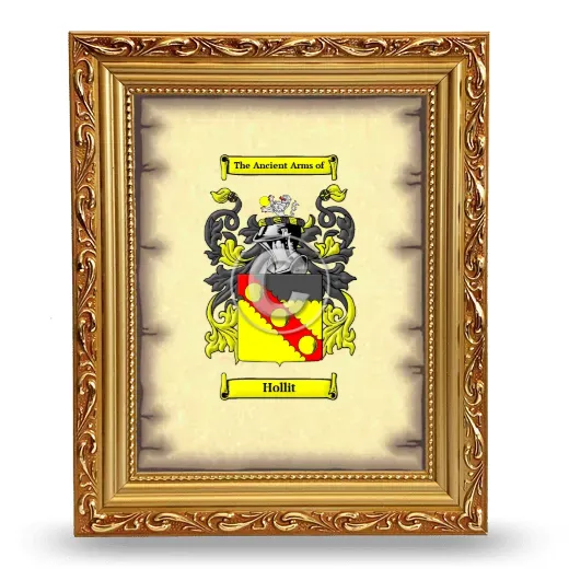 Hollit Coat of Arms Framed - Gold