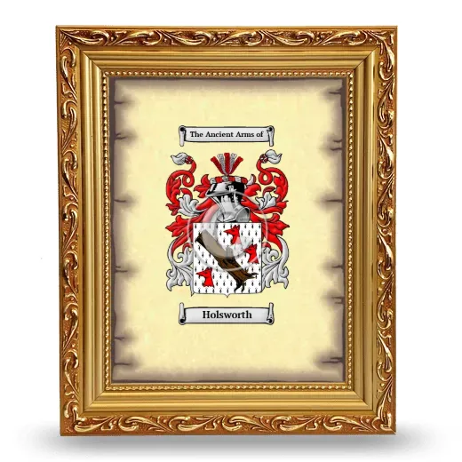 Holsworth Coat of Arms Framed - Gold