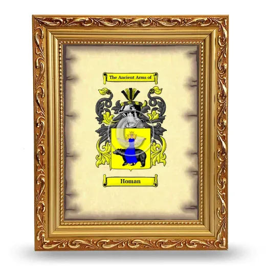 Homan Coat of Arms Framed - Gold