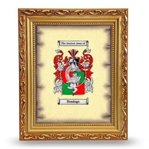 Honings Coat of Arms Framed - Gold