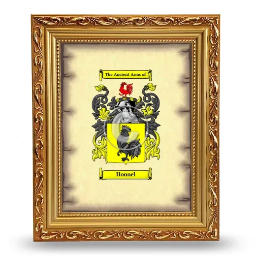 Honnel Coat of Arms Framed - Gold