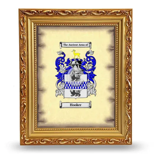 Hooker Coat of Arms Framed - Gold