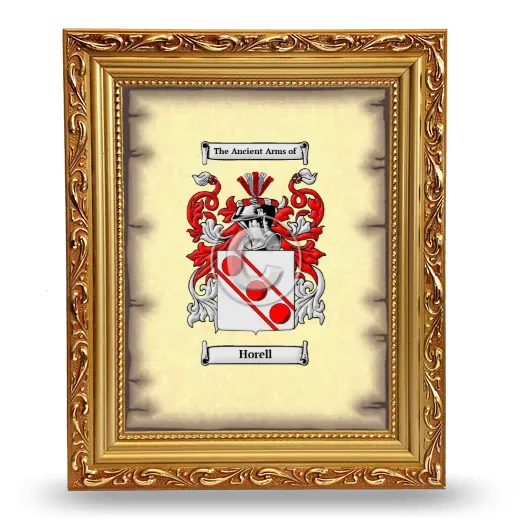 Horell Coat of Arms Framed - Gold