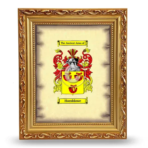 Hornblowe Coat of Arms Framed - Gold