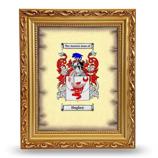 Hughey Coat of Arms Framed - Gold