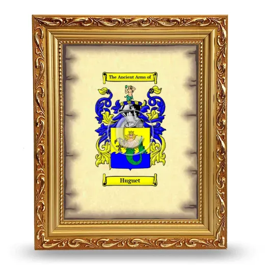 Huguet Coat of Arms Framed - Gold
