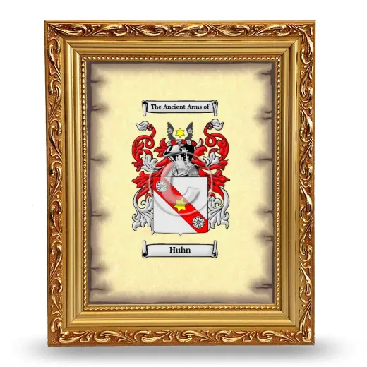 Huhn Coat of Arms Framed - Gold