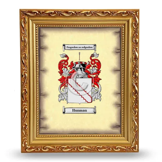 Hunman Coat of Arms Framed - Gold