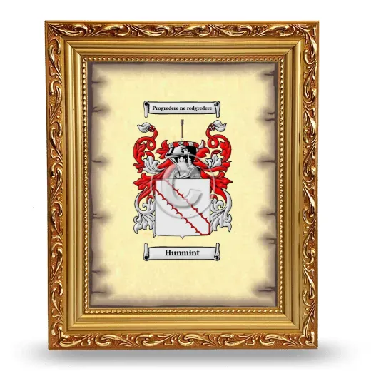 Hunmint Coat of Arms Framed - Gold