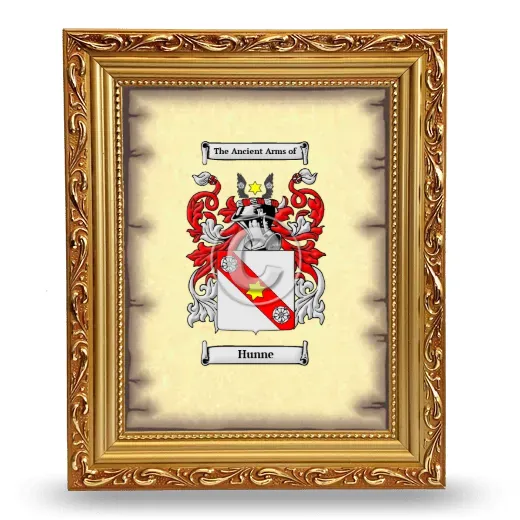 Hunne Coat of Arms Framed - Gold