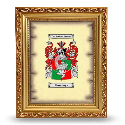 Hunnings Coat of Arms Framed - Gold