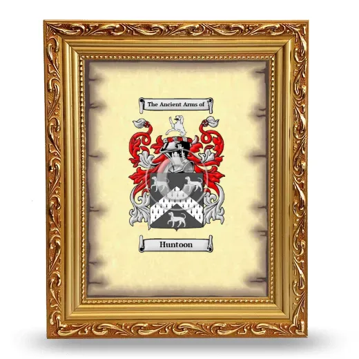 Huntoon Coat of Arms Framed - Gold
