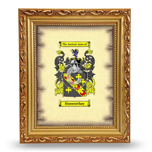 Hunworthay Coat of Arms Framed - Gold