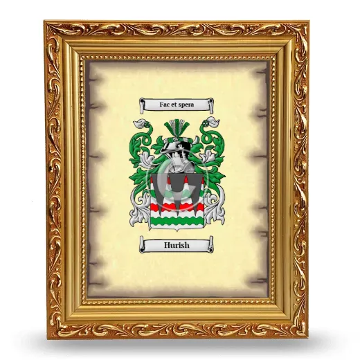 Hurish Coat of Arms Framed - Gold