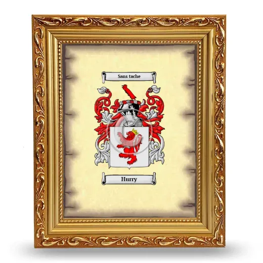 Hurry Coat of Arms Framed - Gold