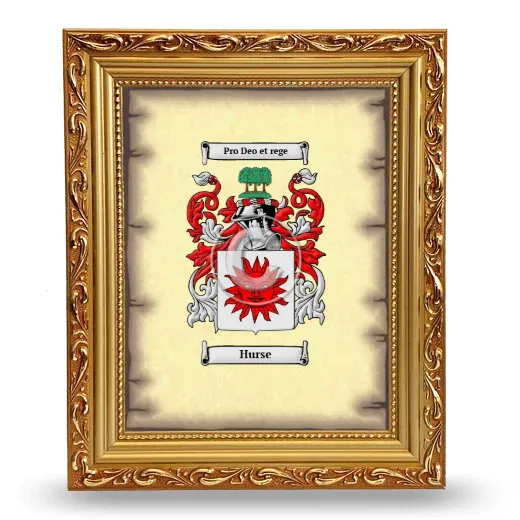 Hurse Coat of Arms Framed - Gold