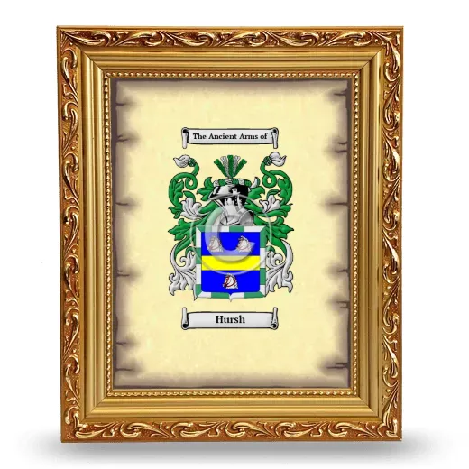 Hursh Coat of Arms Framed - Gold