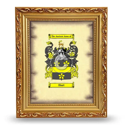 Hurt Coat of Arms Framed - Gold