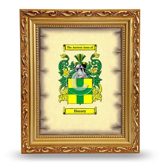 Hussey Coat of Arms Framed - Gold