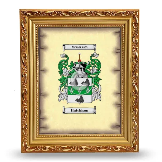 Hutchison Coat of Arms Framed - Gold