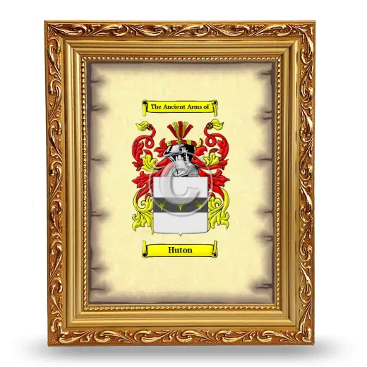 Huton Coat of Arms Framed - Gold