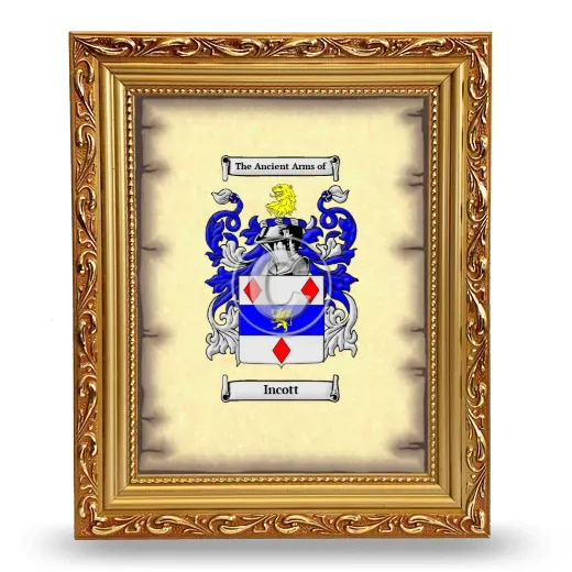 Incott Coat of Arms Framed - Gold