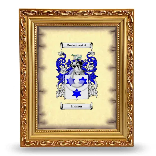 Ineson Coat of Arms Framed - Gold