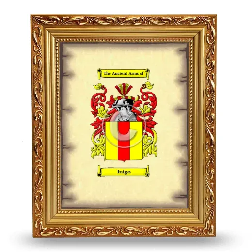 Inigo Coat of Arms Framed - Gold