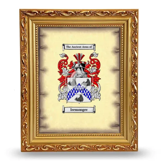 Iremonger Coat of Arms Framed - Gold