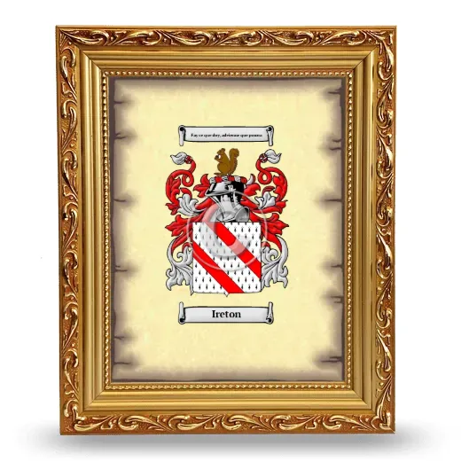 Ireton Coat of Arms Framed - Gold