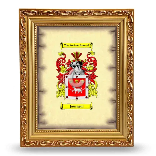 Jáuregui Coat of Arms Framed - Gold