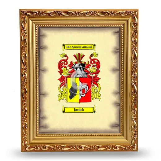 Janick Coat of Arms Framed - Gold