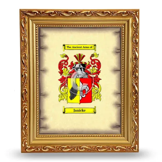 Janicke Coat of Arms Framed - Gold