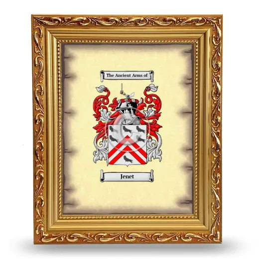 Jenet Coat of Arms Framed - Gold