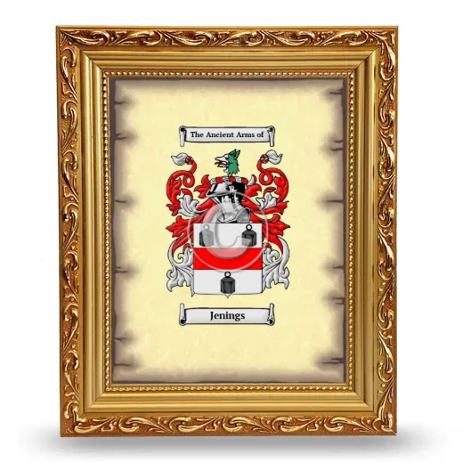 Jenings Coat of Arms Framed - Gold