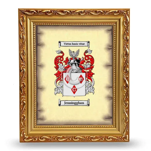 Jenningghan Coat of Arms Framed - Gold