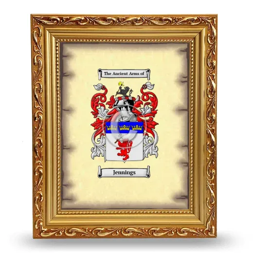 Jennings Coat of Arms Framed - Gold
