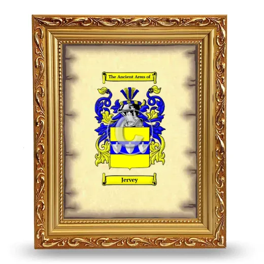Jervey Coat of Arms Framed - Gold