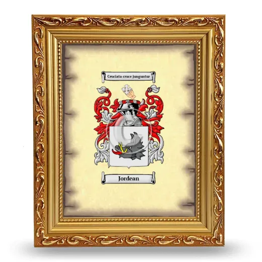 Jordean Coat of Arms Framed - Gold