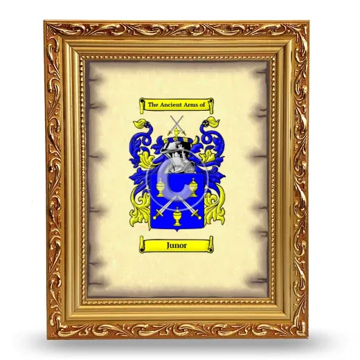 Junor Coat of Arms Framed - Gold