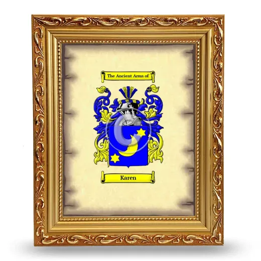 Karen Coat of Arms Framed - Gold